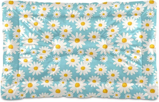 Daisy Floral Pet Bed Cute Dog Bed Mat Absorbing Non Slip Pad Pet Sleeping Mat for Small, Medium, and Large Dogs Puppy Cat 24 in x 18 in
