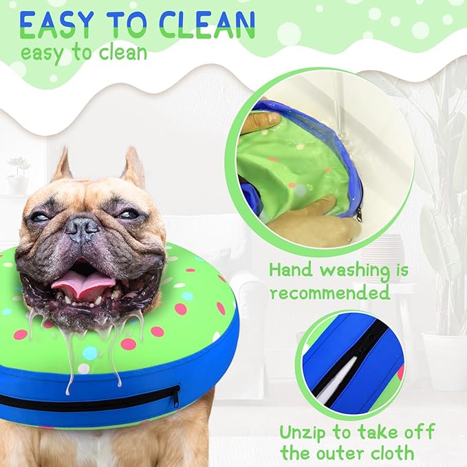 Supet Inflatable Dog Cone Collar Alternative After Surgery, Dog Neck Donut Collar Recovery E Collar, Soft Pet Cone for Small Medium Large Dogs