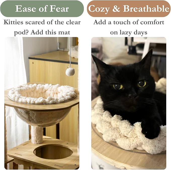 Cat Knitted Bed Mat, Extra-Soft Washable Warm Round Pads Cushions for Indoor Kittens, Cat Trees Towers, Perfect for Kneading and Sleeping (Blue,Small)