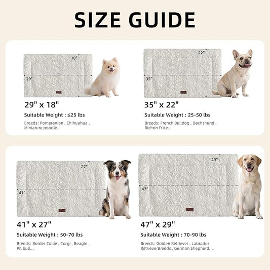 Fluffy Reversible Dog Bed Mat - Ultra Soft & Machine Washable Dog Crate Pad fit for Metal Kennel, Cozy Sleeping Mat, 41" x 27", Beige