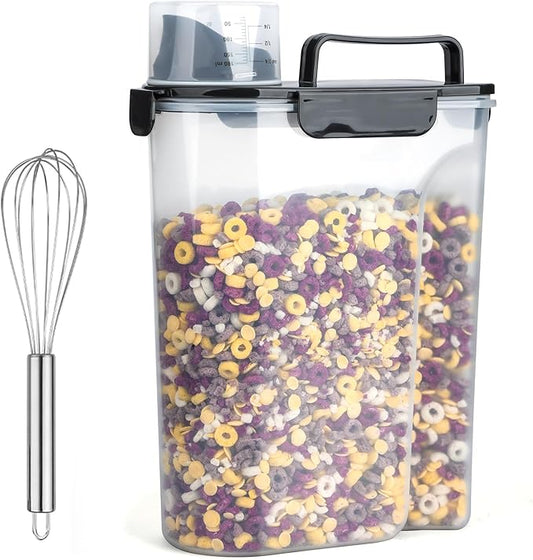 Rice Airtight Dry Food Storage Containers 10Lbs, BPA Free Plastic Storage Bin Dispenser with Pourable Spout, Portable Handle, Kitchen Pantry Organization for Cereal, Flour and Beans Dark Grey