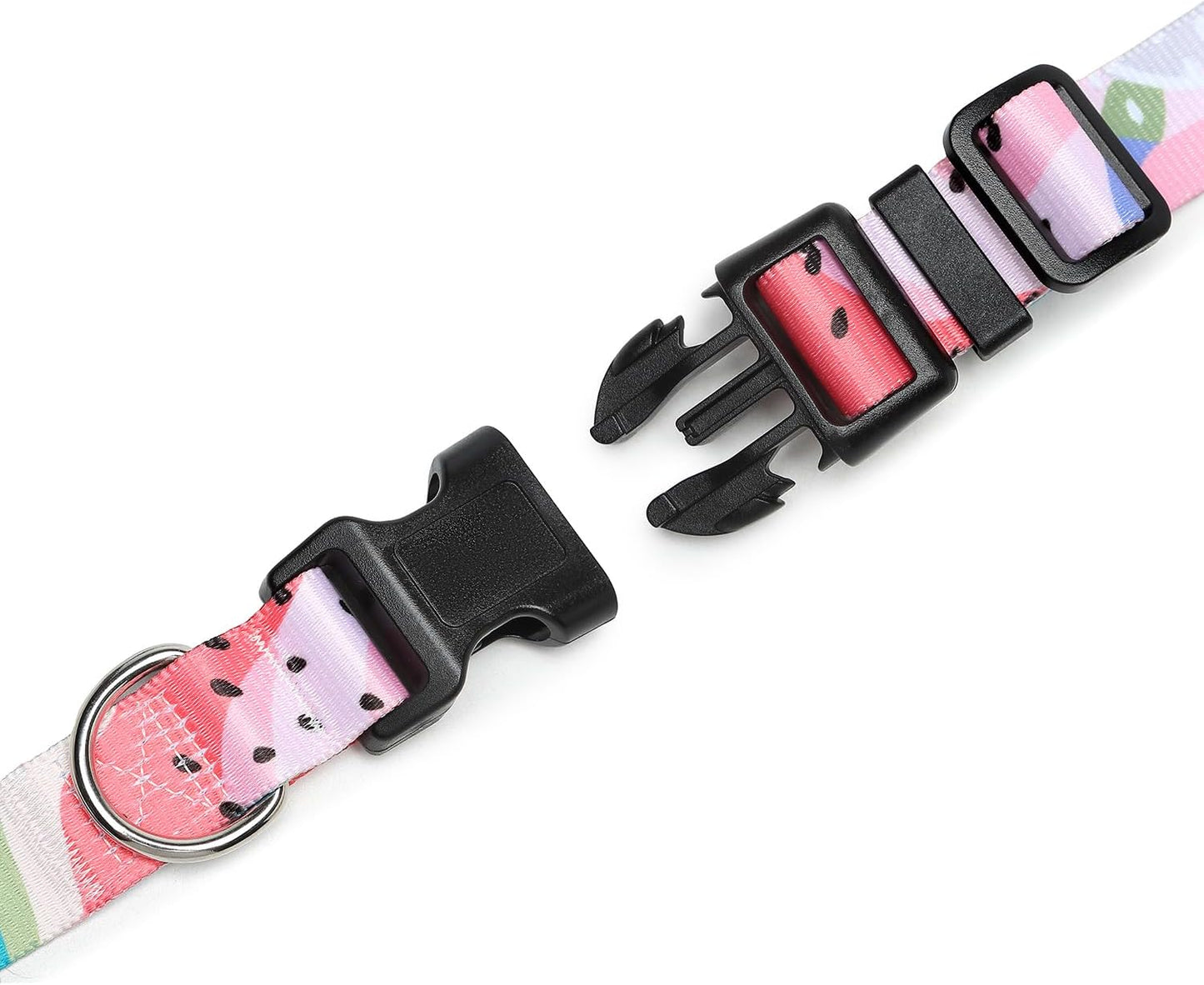 Mercano Adjustable Dog Collar - Special Design Patterns, Soft Nylon Comfortable Durable Pet Collar for Small Medium Large Dogs (S, Watermelon)