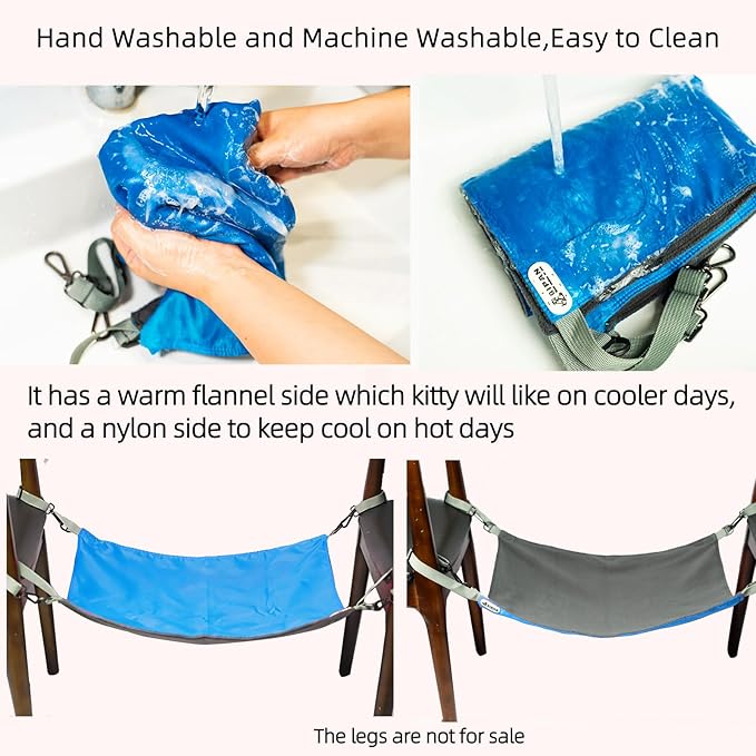 Cat Hammock - Washable Soft Outdoor Mat, Waterproof Cooling Pad for Cats & Small Animals (Large, Blue)