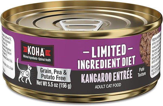 KOHA Limited Ingredient Diet Kangaroo Pate for Cats - Single Meat Cat Food for Sensitive Stomachs - Pate Kangaroo Cat Food with No Fillers - 5.5 oz Pack of 24