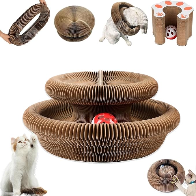 Kitty Curls Cat Scratcher,Magic Organ Cat Toy,Cat Scratcher for Grinding Claw Cardboard Cat Toys,Interactive Scratch Pad with Toy Ball