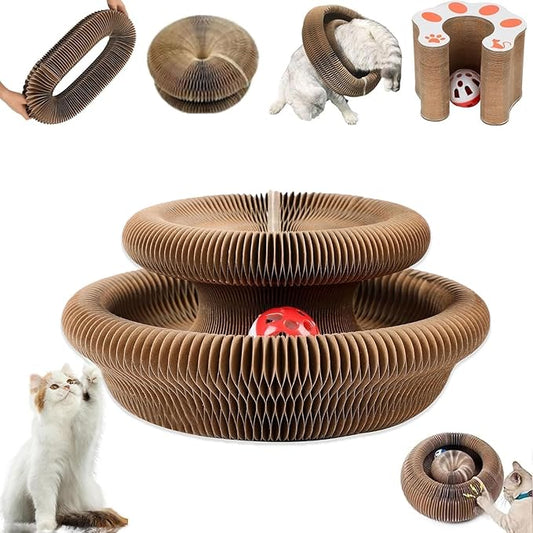 Kitty Curls Cat Scratcher,Magic Organ Cat Toy,Cat Scratcher for Grinding Claw Cardboard Cat Toys,Interactive Scratch Pad with Toy Ball