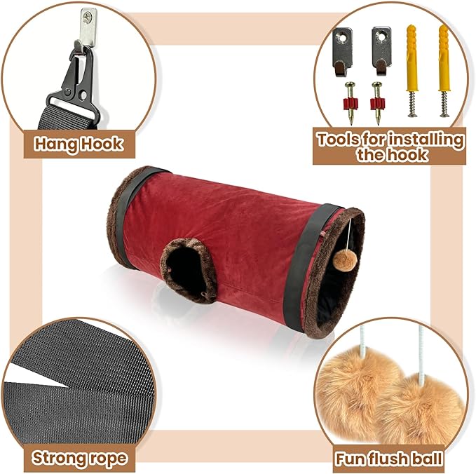 Hanging Cat Hammock, Cat Shelves, Cages for Pets, Cat Tunnel, Hanging Soft Pet Bed for Kitten Ferret Puppy Rabbit or Small Pet