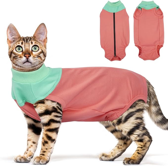 Cat Recovery Suit Female, Breathable Onesie After Surgery Female for Abdominal Wounds or Skin Diseases, Anti-Licking Full Body Cat Surgery Recovery Suit, E-Collar Alternative Wear