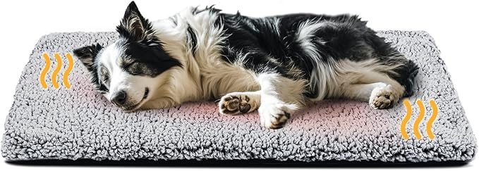 Dog Bed Mat Self Heating Pad for Medium Large Dogs, Dog House Bed Crate Pad for Sleeping Self Warming Pet Bed Puppy Blanket with Removable Washable Cover, Grey 42 Inches