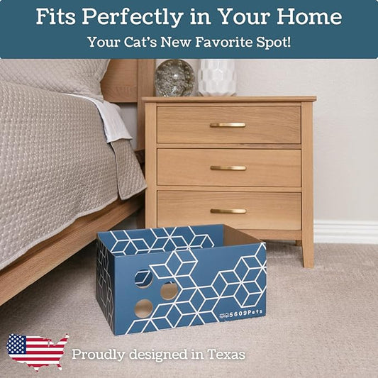 Heavy Duty Cardboard Cat Scratch Box with Refillable Double-Sided Cat Scratcher Pad for Indoor Cats