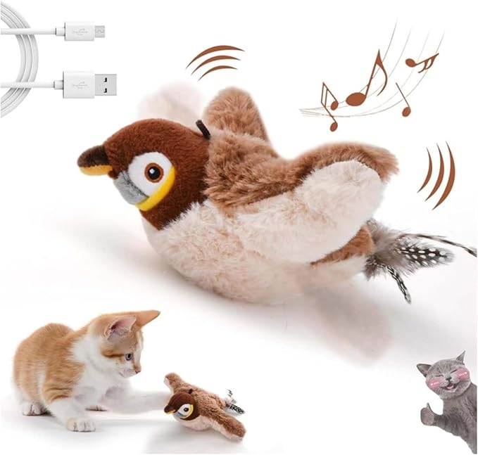 Flapping Bird Cat Toy, Cat Toys for Bored Indoor Adult Cats (No Flying) - Interactive Automatic Cat Toy with Chirping & Flapping Wings, Catnip Toy for Cats, Juguetes para Gatos
