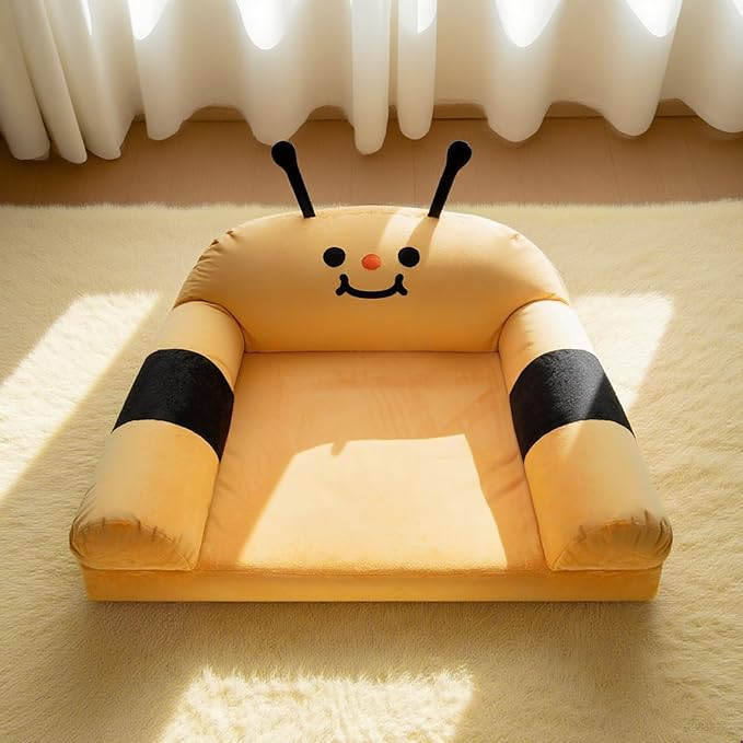 Cute Cat Couch with Soft Pillow, Supportive Dog Couch, Cat Sofa with Removable Cover，Cute Bee Shaped, 24 Inch