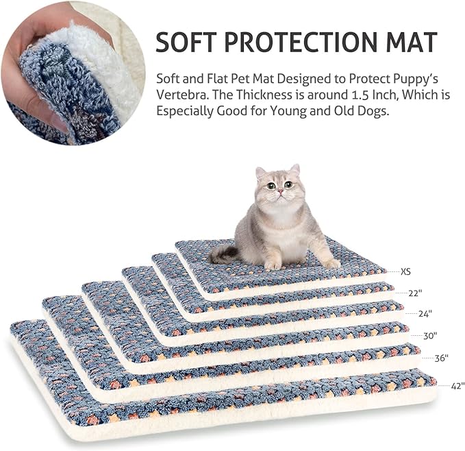 Mora Pets Dog Bed Crate Pad Ultra Soft Pet Bed with Cute Star Print Washable Crate Mat for Large Medium Small Dogs Reversible Fleece Dog Crate Kennel Mat Cat Bed Liner 41 x 29 inch Dark Blue
