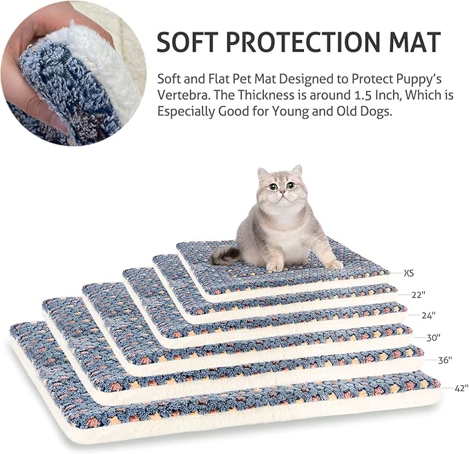Mora Pets Dog Bed Crate Pad Ultra Soft Pet Bed with Cute Star Print Washable Crate Mat for Large Medium Small Dogs Reversible Fleece Dog Crate Kennel Mat Cat Bed Liner 35 x 22.8 inch Dark Blue