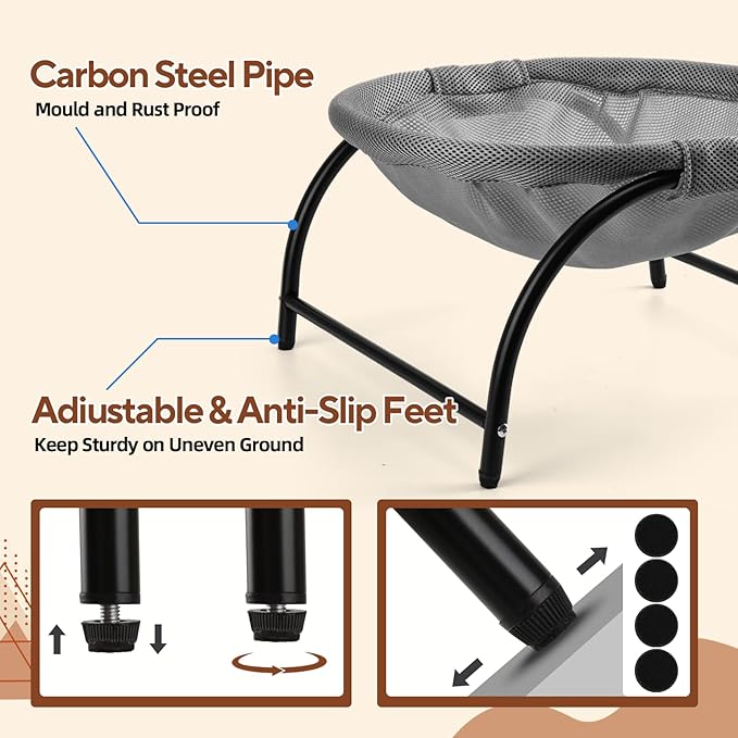 Raised Cat Hammock Bed, Standing Cat Cot with Washable Mesh, Pet Bed for for Kittens, 17.1 x 17 x 9.5 inches