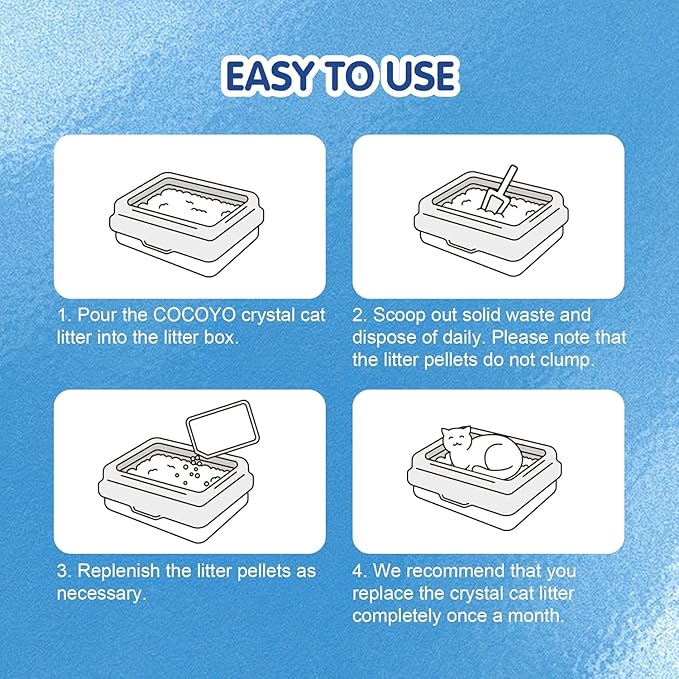 COCOYO Lavender-Scented Crystal Cat Litter I Silica Gel Cat Litter – 17.2 Lbs Value Pack (4.3 Lbs x 4)