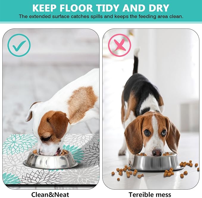 Pet Feeding Mat for Floors Waterproof Dog Mat for Food and Water Absorbent Quick Dry Non Slip mat for Cat Bowls