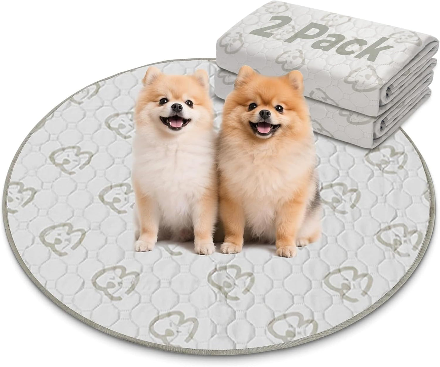 FXW Washable Pee Pads for Dogs, Puppy Pads with Super Absorbent, Specifically Designed for Whelping Box, 32" Round, Khaki, 1 Pack