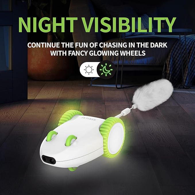 PETGEEK Automatic Cat Mouse Toys Interactive Cat Toys for Indoor Cats, Smart Sensing Moving Electric Cat Toys with Catnip Wand, USB Rechargeable Remote Control Squeaky Mouse Cat Toy, 3 Catnip Tails