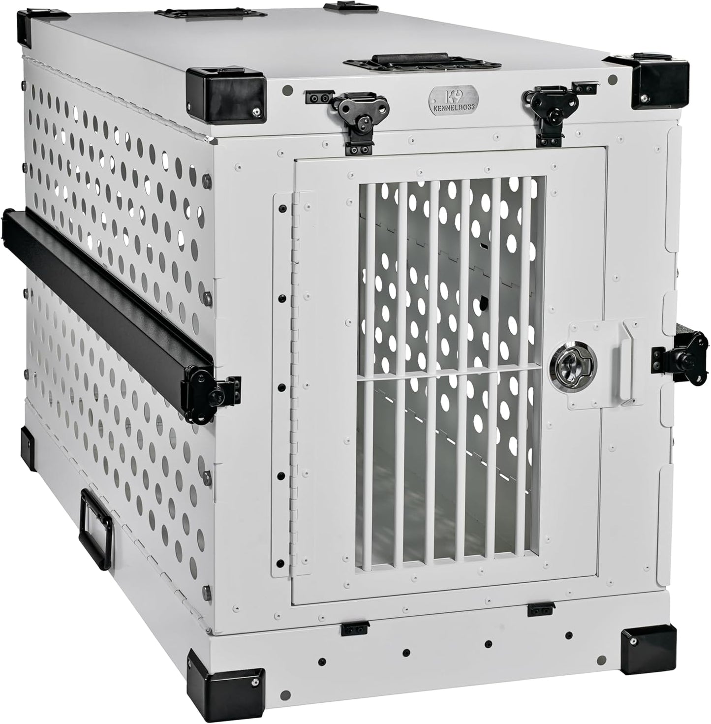 Heavy Duty Fully Collapsible Powder-Coated Aluminum Dog Crate - Medium (White)