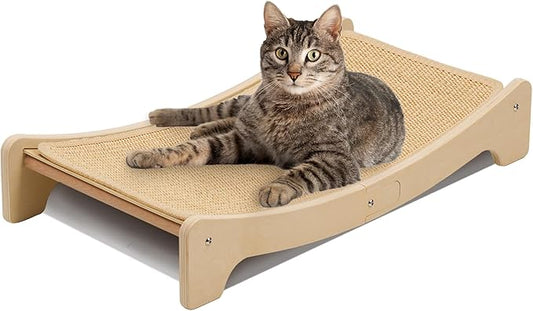 PETKARAY Sisal Cat Scratching Board, Curved Sisal Cat Scratcher, Large Indoor Kitty Scratch Pad, Heavy Duty Arc Lounge Bed for Kitten