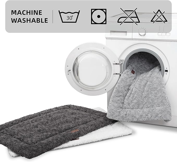 Fluffy Reversible Dog Bed Mat - Ultra Soft & Machine Washable Dog Crate Pad fit for Metal Kennel, Cozy Sleeping Mat, 41" x 27", Beige