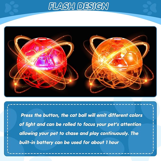 Frienda 4 Pieces Ghost Hunting Cat Ball Motion Light up Cat Balls LED Motion Activated Pet Ball Motion Light up Interactive Toys Pet Glowing Mini Running Exercise Ball Toys(Classic Color)