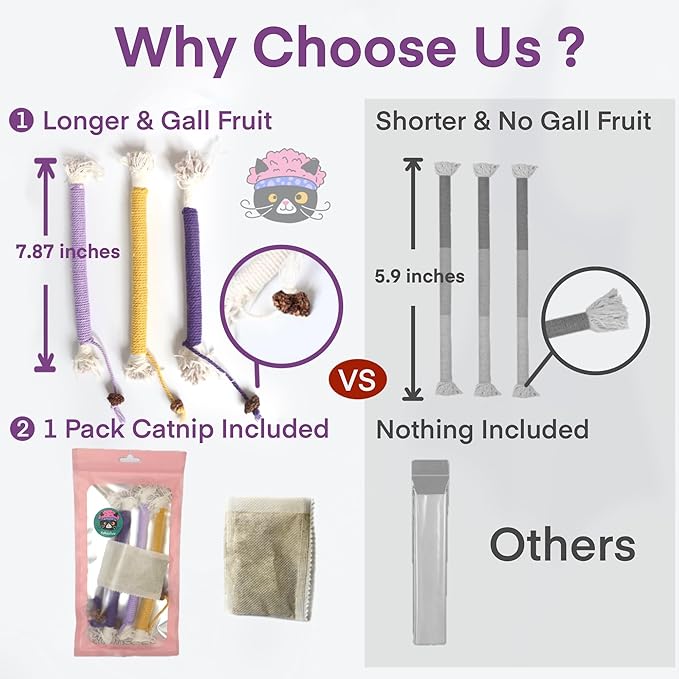 Cat Toys for Indoor Cats, Kitten Toys for Indoor Kittens, Catnip Rope Chew Toys for Teeth Cleaning, Interactive Cat Teething Toy, Kitty Kicker Toy, 3 Pack (Plus 1 Pouch of Catnip)