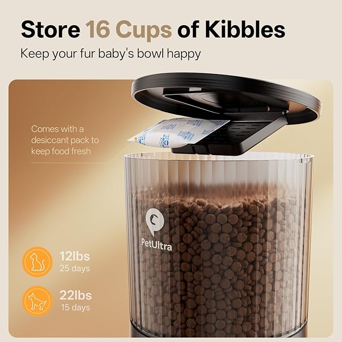 Automatic Cat Feeder WiFi- 5Ghz Cat Food Dispenser with APP Remote Control- Auto Pet Feeder for Small Dog Indoor- Easy to Set Up and Clean- Dual Power with Desiccant Bag& Stainless Steel