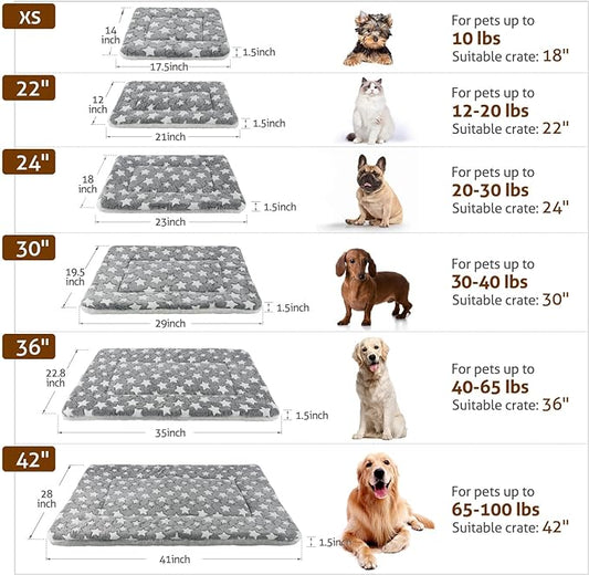 Mora Pets Cat Bed Dog Crate Pad Ultra Soft Pet Bed with Cute Star Print Washable Crate Mat for Small Dogs and Indoor Cats Reversible Fleece Dog Kennel Pad Cat Carrier Mat 14 x 17.5 inch Grey