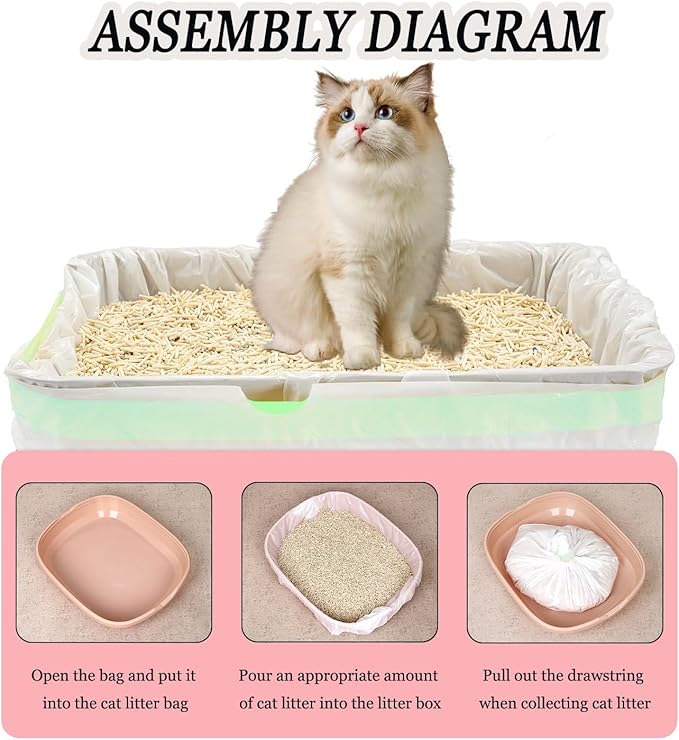 14 Count Cat Litter Box Liners Large 37” x 18” Cat Litter Bags for Poop Jumbo Extra Thick With 2 Mil Pet Waste Litter Drawer Liner Bags