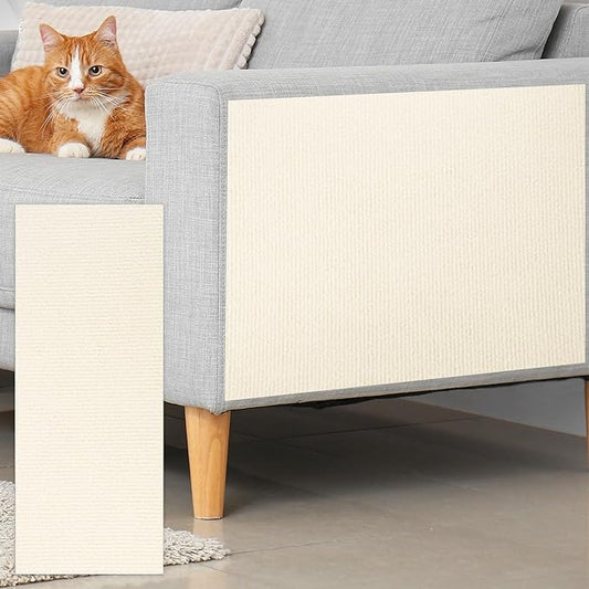 uxcell Self-Adhesive Cat Scratching Mat, 1 Roll 39.4" x 15.8" Couch Protector from Cat Claws for DIY Sofa, Wall, Doors, Cut Anti Cat Scratch Pad Carpet Mat, Beige
