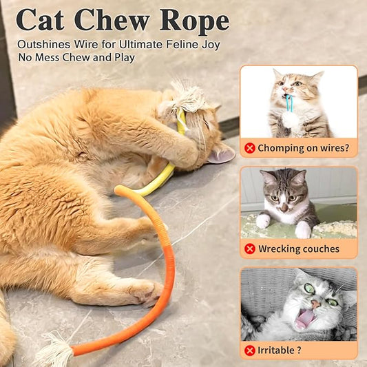 Retro Shaw Cat Toys Chew Ropes, Catnip Rope Toys for Indoor Cats Kitten, Safe Cat String Kitten Chew Teething Toy Kitty Nip Kicker - Pack of 3, 23.6 Inches