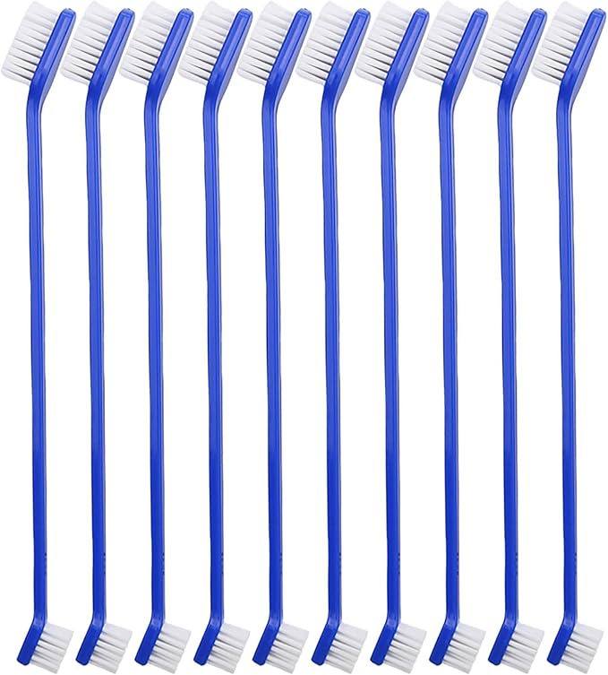 Newday 50 Pieces Double-Headed Dog Cat Pet Toothbrush, Super Soft Bristles Oral Care Teeth, pet Tooth Brush for Dogs, Dog toothbrushes in Bulk Individual polybag (Blue)