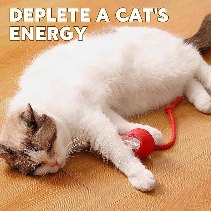 360° Smart Automatic Rolling Pet Ball - Interactive Dog & Cat Toy for Indoor Cats & Kittens (Red)