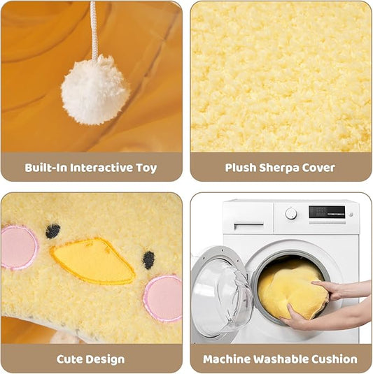 EHEYCIGA Cat Tunnel Bed for Indoor Cats, Cute Cat Donut Toy Tunnel for Small Large Cats with Washable Circle Cushion, Peekaboo Pet Cave Play Tunnel for Kitten, Puppy, Rabbit