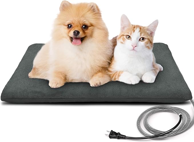 PETNF Outdoor Heated Pet Bed with Waterproof Cover,Pet Heating Pads for Dog,Soft Electric Blanket Auto Temperature Control,Heating Mat for Dog House Cabin Cot Doorway,Rescue Cats