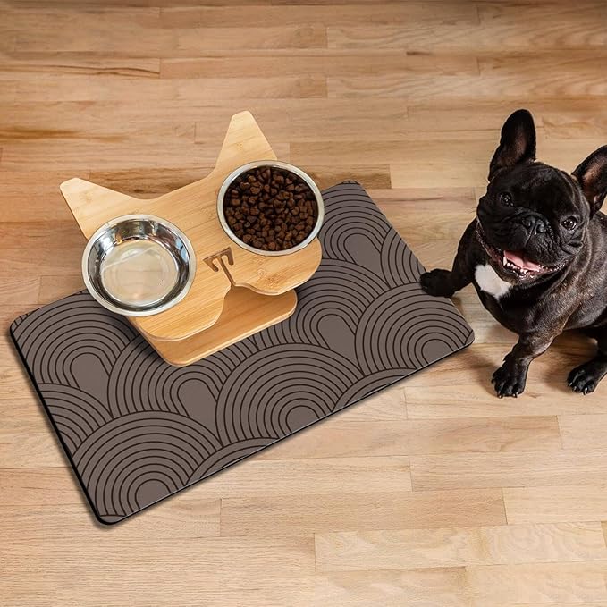 Dog Food Mats for Floors Absorbent, Pet Cat Food Mat - Quick Dry Dog Bowl Mats for Food and Water, Eco-Friendly Boho Pet Supplies