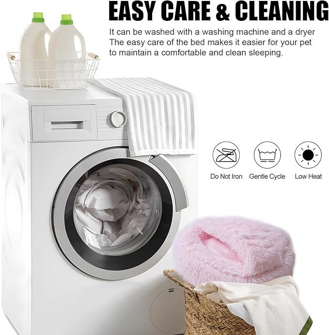 Cat Beds for Indoor Cats,Cat Cave for Puppy and Kitty,Calming Small Dog Bed for Small Dogs with Cover Cave,Cozy Warming Fluffy Washable Anti-Slip Pet Sleeping Bag(20 * 20inch,Light Pink)