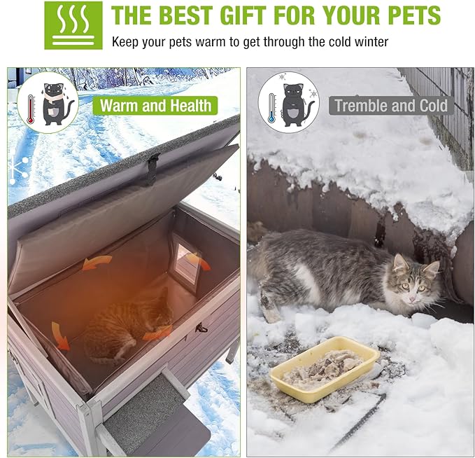 GUTINNEEN Outdoor Cat House Insulated for Winter Weatherproof Feral Cat Shelter