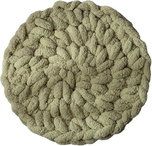 Cat Knitted Bed Mat, Extra-Soft Washable Warm Round Pads Cushions for Indoor Kittens, Cat Trees Towers, Perfect for Kneading and Sleeping (Green,Medium)