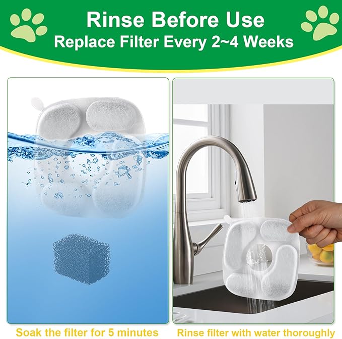Cat Water Fountain Filter,Pet Fountain Filters compatible with Veken 67oz/2L, 95oz/2.8L and 135oz/4L Dog Water Dispenser,12 Set Cat Fountain Filter Replacement