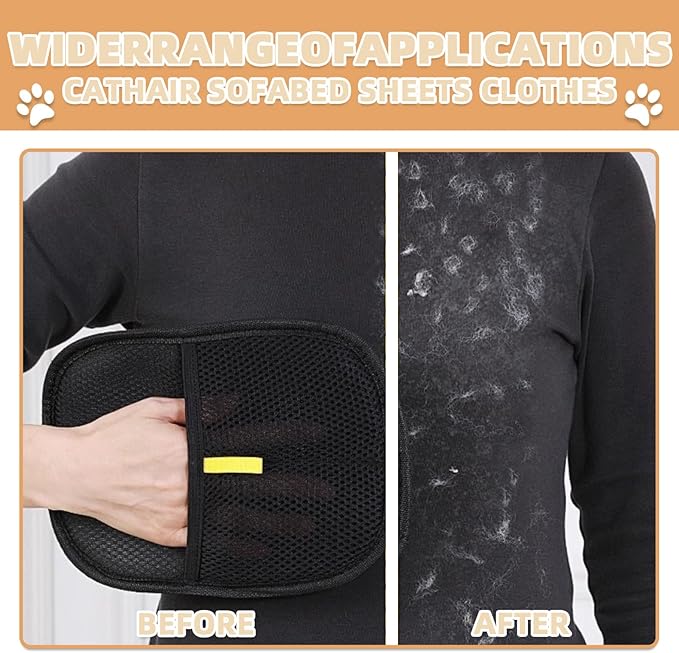 Pet Hair Remover Gloves for Cats & Dogs, Electrostatic Pet Hair Removal Gloves Brush for Pets Hair, Reusable Cats & Dogs Grooming Gloves for Hair Removal，Pet Hair Remover for Furniture