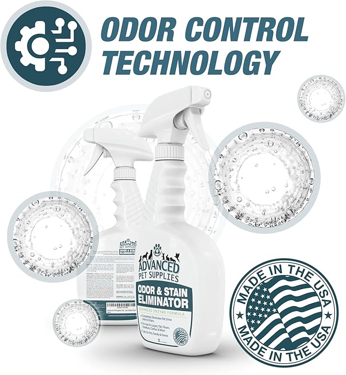 Advanced Pet Stain Remover - Dog Stain Remover and Odor Neutralizer with a Fresh, Clean Scent - Professional Strength Enzymatic Pet Carpet Cleaner Spray - Made in The USA - 32 Ounces