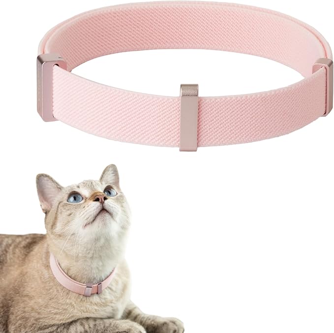 Safety Cat Collar Pro - U.S. IDA Gold Awarding Design, Elastic Quick Release Cat Collar with Buckle Non Breakaway - Lightweight for Kitten All Small Large Cats (Blush Pink, M 7.9-15.7")