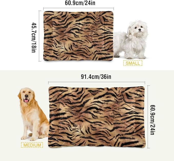 Tiger Print Pet Bed Cute Dog Bed Mat Absorbing Non Slip Pad Pet Sleeping Mat for Small, Medium, and Large Dogs Puppy Cat 24 in x 18 in