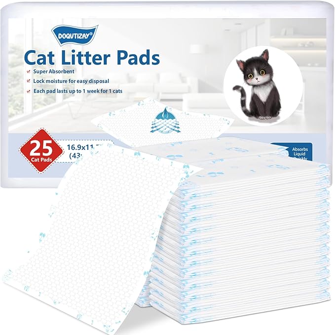 Cat Pad Refills 25 Count Super Absorbent Pee Pads for Cats Enhanced Odor Control with Light Scent 16.9" x 11.4" Compatible with Tidy Cats Breeze Litter System