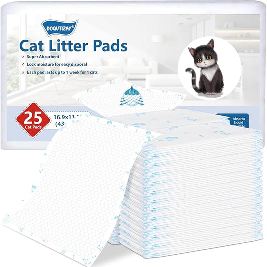 Cat Pad Refills 25 Count Super Absorbent Pee Pads for Cats Enhanced Odor Control with Light Scent 16.9" x 11.4" Compatible with Tidy Cats Breeze Litter System