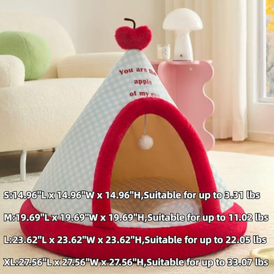 Cat Tent, Foldable Cat Bed Cave, Winter Warm Kitten House, Dog Hideaway House, Pet Bed Hideout for Small and Medium Dogs (Red,Large)