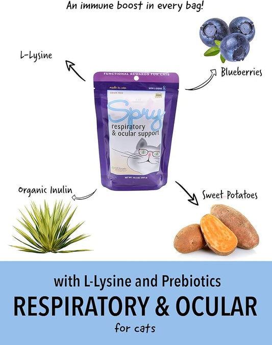 Spry, Cat Eye Care Support, L-Lysine Cat Treat Supplement, Cat Immune Support Supplement, Cat Health Daily Treat, Prebiotic Cat Health Support, Cat Antioxidant Respiratory Health for Cats